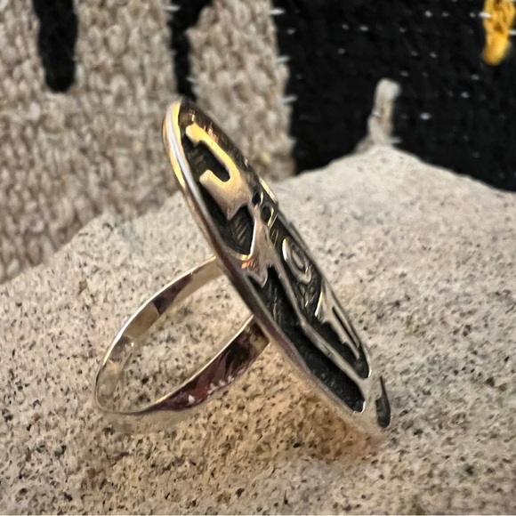 ❤️ Kachina Symbol Native Navajo Style Unisex Sterling Silver SZ 9.75 Ring 1.33”L - Picture 4 of 14